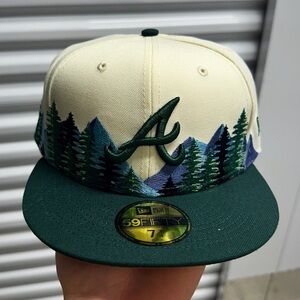 New Era Atlanta Braves Evergreen 5950 Hat Size 7 3/4 Toasted Peanut UV Free Ship